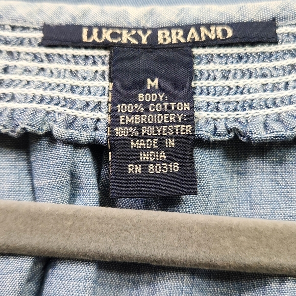 Pretty Lucky brand denim top with tassels and embroidery detail. - Picture 6 of 10